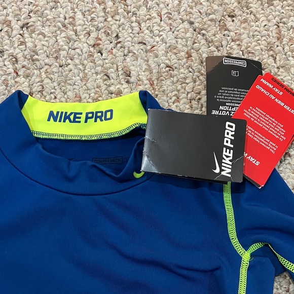 Nike Pro Royal Blue Long Sleeve with Neon Accents - Picture 4 of 8